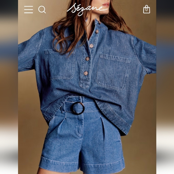 Sezane Rome New Shorts Deep Blue 36 NWOT - Picture 2 of 11